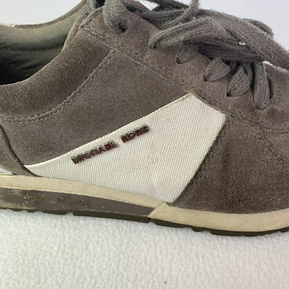 Michael Kors Women's Size 8M Gray Suede Trainer Fashion Sneakers Read